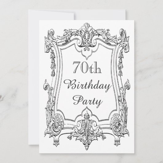 Invitation Scroll français Vintage 70e anniversaire Double fa (Devant)