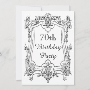Invitation Scroll français Vintage 70e anniversaire Double fa