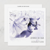 Invitation *~* Scroll Lily AR12 QR PHOTO RSVP Floral Mariage (Devant / Derrière)