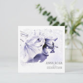 Invitation *~* Scroll Lily AR12 QR PHOTO RSVP Floral Mariage (Debout devant)