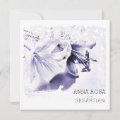 Invitation *~* Scroll Lily AR12 QR PHOTO RSVP Floral Mariage (Devant)