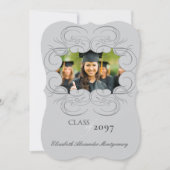 Invitation Scrolls Artistique Cadre Photo Chic Graduation Par (Devant)