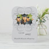 Invitation Scrolls Artistique Cadre Photo Chic Graduation Par (Debout devant)