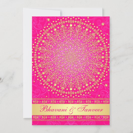 Invitation Scrolls d'or rose complexe Étoiles Mariage Invitat (Devant)