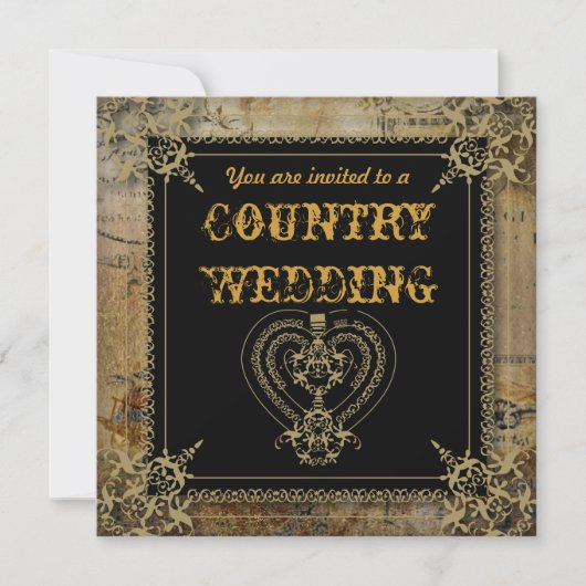 Invitation Scrolls pays rustique ouest saloon mariage (Devant)