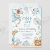 Invitation Scuba Blue Diver Oneder Mer 1er anniversaire (Devant)