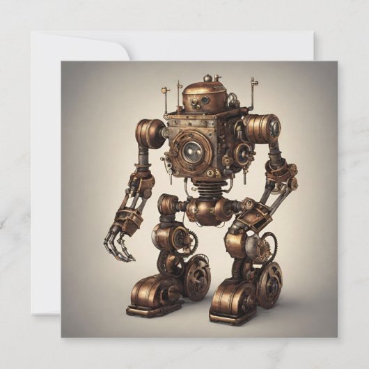 Invitation Sculpture de robot Steampunk en bronze (Devant)