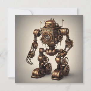 Invitation Sculpture de robot Steampunk en bronze