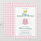 Invitation Se préparer à deux ans Golf 2e anniversaire rose G (Devant / Derrière)
