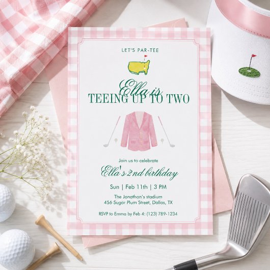 Invitation Se préparer à deux ans Golf 2e anniversaire rose G