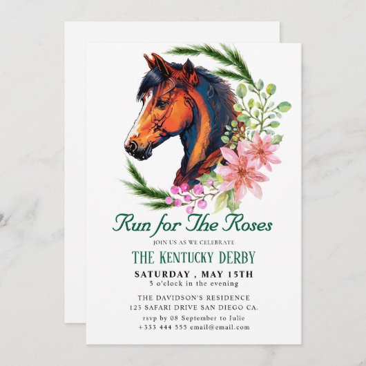 Invitation se présenter à l'invitation du Derby Party rose (Devant / Derrière)