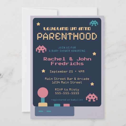 Invitation Se Rendre Au Baby shower Du Jeu Vidéo De La Parent (Devant)