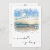 Invitation *~* Sea Artistic RSVP - Beach Ocean QR AR7 Mariage (Devant / Derrière)