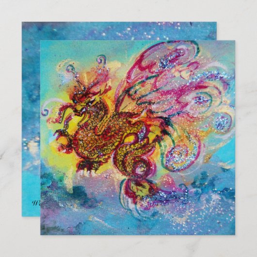 Invitation SEA DRAGON bleu violet violet jaune noir (Devant / Derrière)