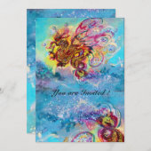 Invitation SEA DRAGON bleu violet violet jaune noir (Devant / Derrière)