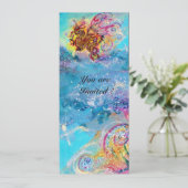 Invitation SEA DRAGON bleu violet violet jaune noir (Debout devant)