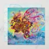 Invitation SEA DRAGON bleu violet violet jaune noir (Devant / Derrière)