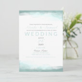 Invitation Sea Foam Green Beach Aquarelle Mariage moderne (Debout devant)