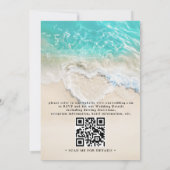 Invitation Sea Foam Heart Beach Elegant QR Code Wedding (Dos)