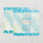 Invitation Sea Horse Couple Bijoux Damask Beach Mariage (Devant / Derrière)