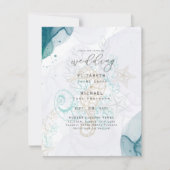 Invitation Sea Horses Ocean Life Beach Mariage Turquoise (Devant)