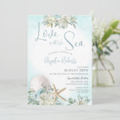 Invitation Sea is Love Fête des mariées Floral Beach (Debout devant)