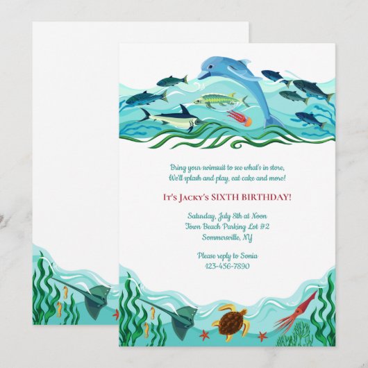 Invitation Sea Life (Devant / Derrière)
