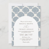 Invitation Sea Shell Beach Elegant Modern QR Code Wedding (Devant)