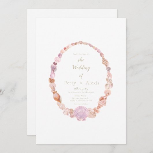 Invitation Sea Shells (Devant / Derrière)
