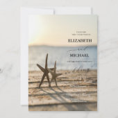 Invitation Sea stars Sand Beach Script Mariage (Devant)