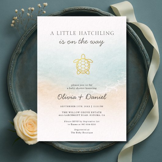 Invitation Sea Turtle A Little Hatchling Couples Baby Shower 