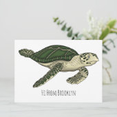 Invitation Sea turtle cartoon (Debout devant)