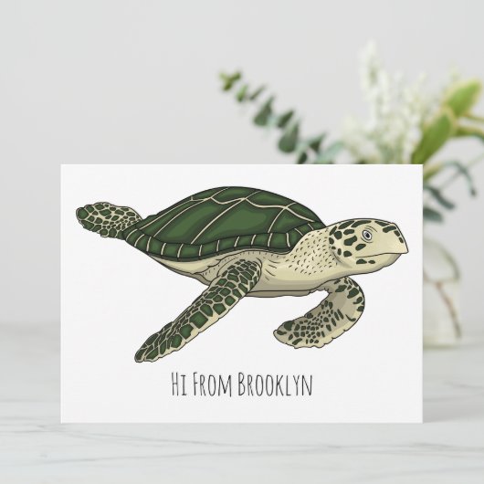 Invitation Sea turtle cartoon (Debout devant)