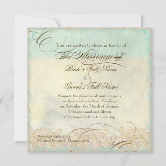 Invitation Sea Turtle Modern Coastal Ocean Beach Swirls (Devant)