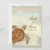 Invitation Sea Turtle Modern Coastal Ocean Beach Swirls (Dos)