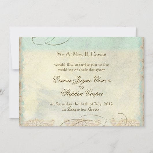 Invitation Sea Turtle Modern Coastal Ocean Beach Swirls (Devant)