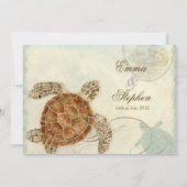Invitation Sea Turtle Modern Coastal Ocean Beach Swirls (Dos)