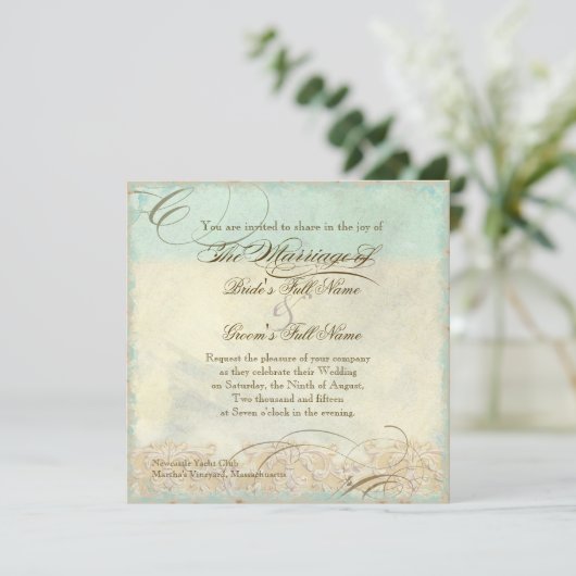 Invitation Sea Turtle Modern Coastal Ocean Beach Swirls (Debout devant)
