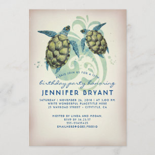 Invitation Sea Turtles Beach Tropical Birthday Party
