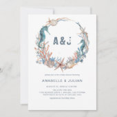 Invitation Sea Wreath | Baby shower Rustic Beach Monogram (Devant)