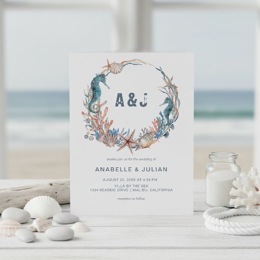 Invitation Sea Wreath | Rustic Beach Mariage