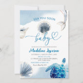 Invitation Sea You Bientôt Baby Baby shower Côtier Bleu (Devant)