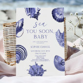 Invitation Sea You Soon, Baby Blue Seashells Baby Shower