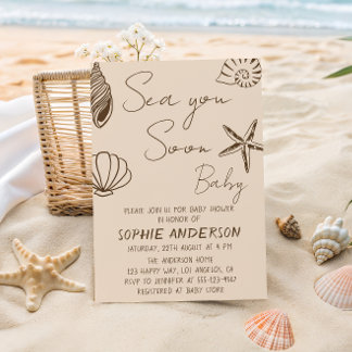 Invitation Sea You Soon Baby Boho Coastal Baby Shower