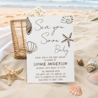 Invitation Sea You Soon Baby Boho Coastal Baby Shower