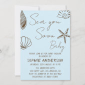 Invitation Sea You Soon Baby Boho Coastal Baby Shower  (Devant)