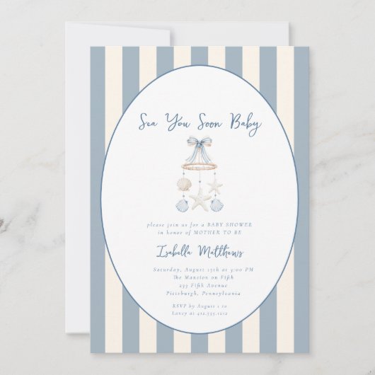 Invitation Sea You Soon Baby Coastal Baby Shower  (Devant)