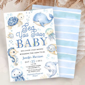 Invitation Sea You Soon Baby Shower Boy Blue Ocean  