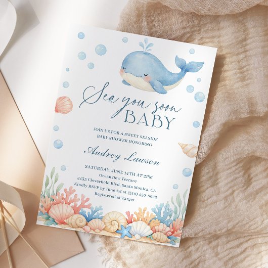 Invitation Sea You Soon Coastal Ocean Baby Shower