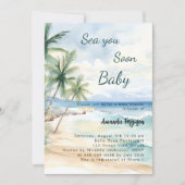 Invitation Sea you Soon coastal tropical beach Baby Shower (Devant)